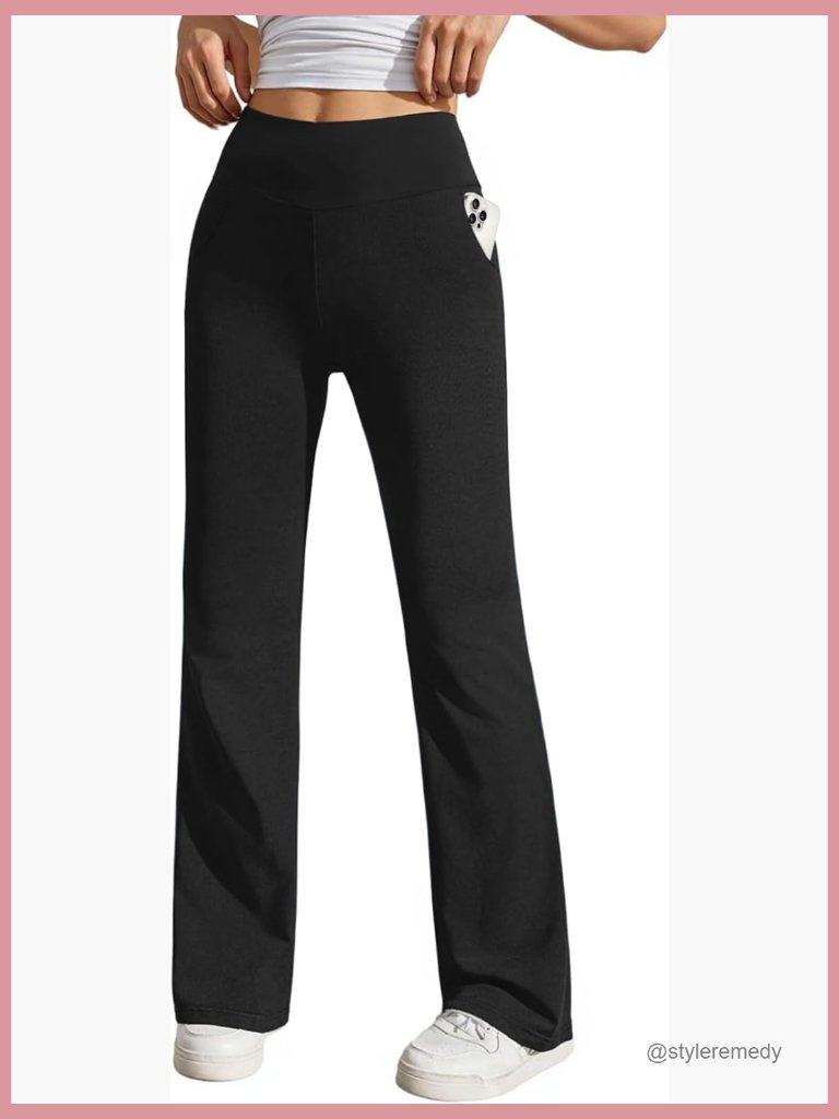 Stretchy Yoga Dress Pants High Waist Straight Leg Pull On Work Trousers